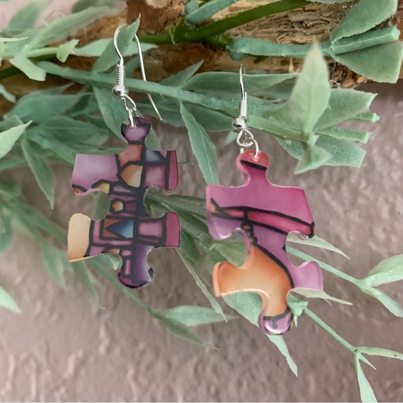 Handmade puzzle earrings - Picture 7 of 11